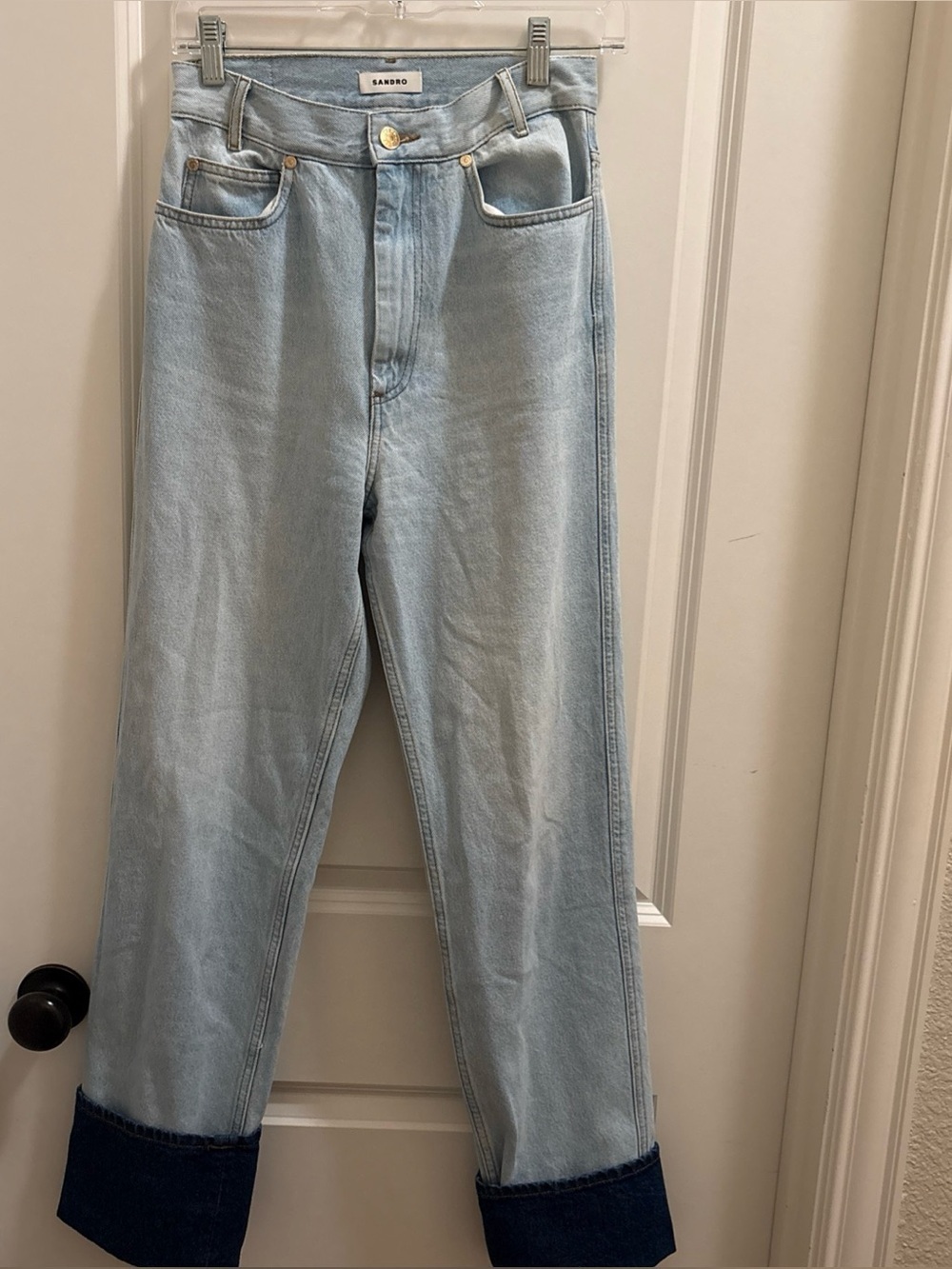 Sandro Paris Lord High-Rise Straight Leg Cuffed Jeans NWT Women’s  EU SZ 36 - Picture 3 of 8